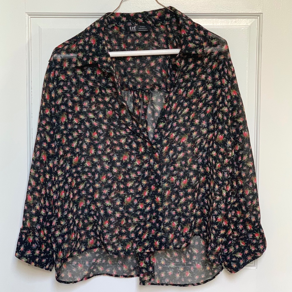 Sheer Floral Button Down